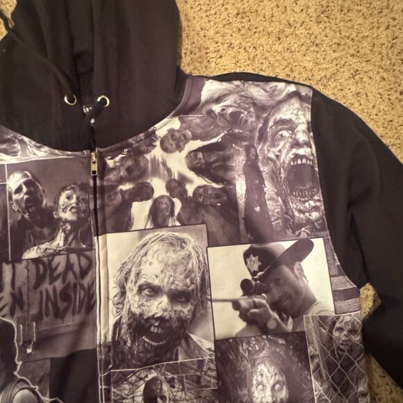 Vintage Like The Walking Dead Collage Black Zip up Hoodie (Men's 2XL) - Picture 5 of 16
